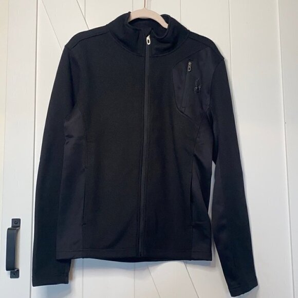 Spyder Jacket Full Zip Up All Black Sz Small NWT - Picture 1 of 6
